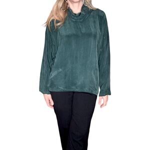 Jerry Giardelli Green Rayon Oversized Turtleneck Blouse S M L